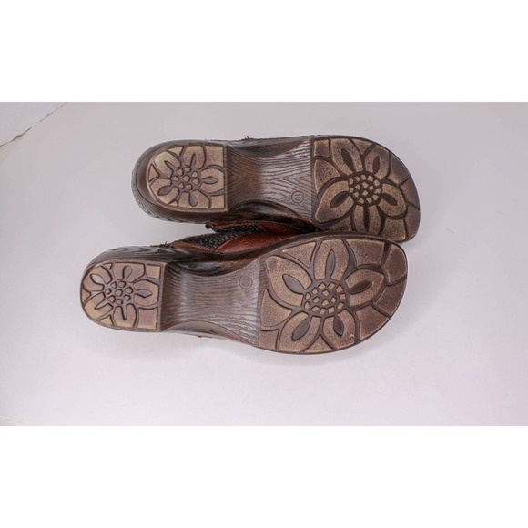 Bjorndal Madge Clog Mules Brown Leather Knit Fabric Lining Size 10 - Picture 6 of 6